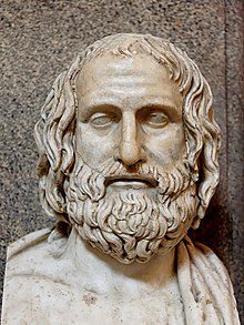 Marmeren buste van Euripides